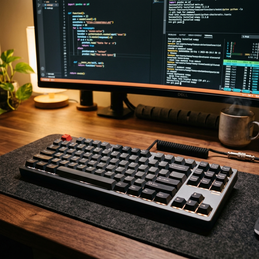 Developer workspace with code